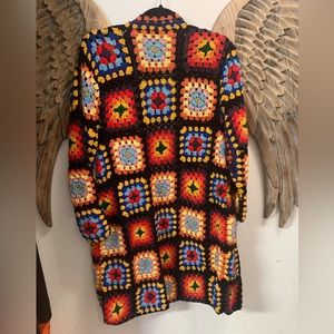 NWT Saachi cardigan granny square multi color